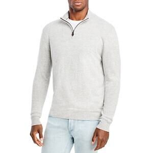 NWT! The Men's Store Bloomingdale's Cashmere Half-Zip Sweater‎ DOVE GREY LARGE